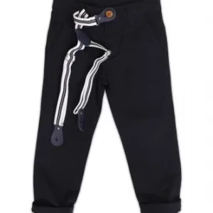 Μπλε υφασμάτινο παντελόνι με τιράντες 34-207